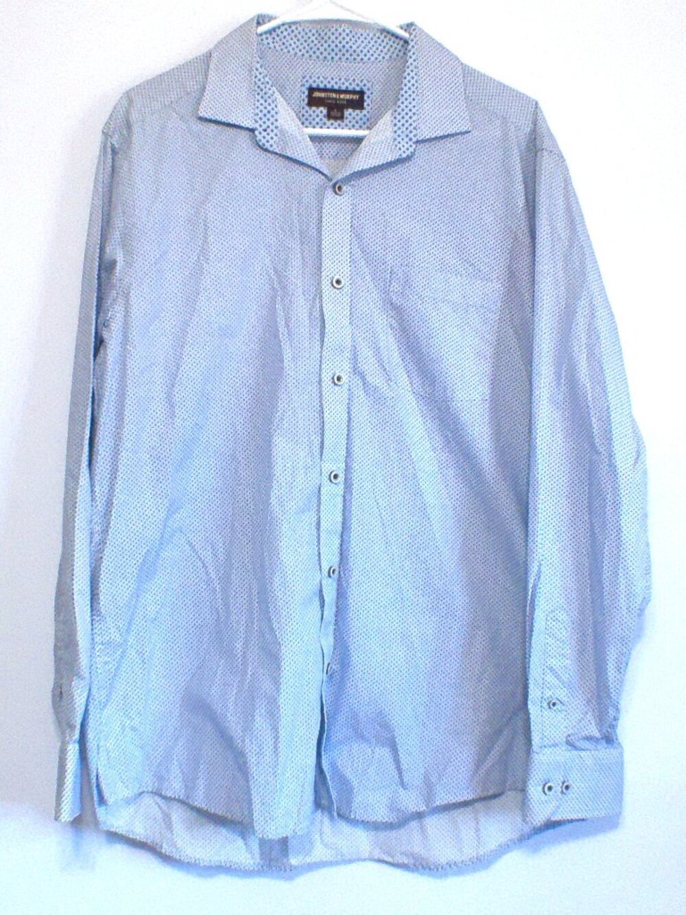 Johnston & Murphy Button Down Shirt Men’s Large Blue Geometric Print 100% Cotton
